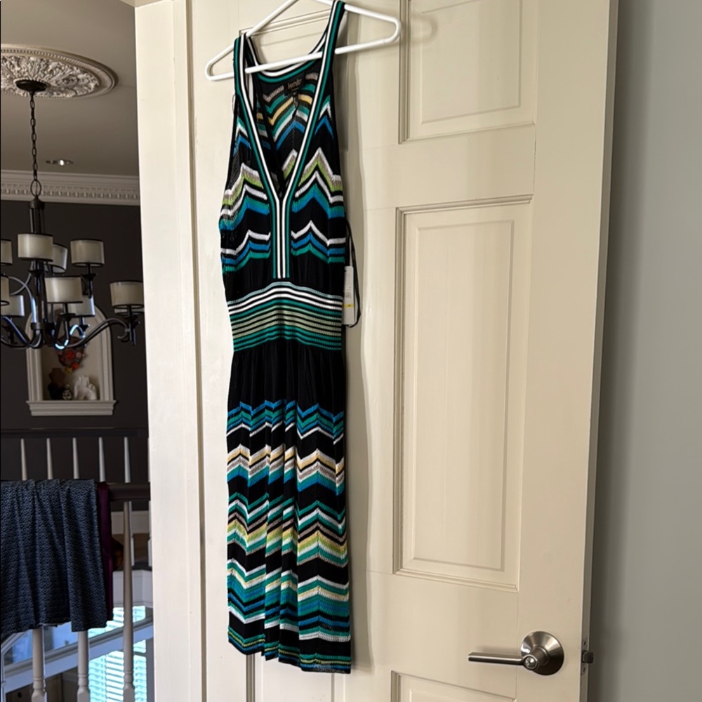 Laundry By Shelli Segal Black and Blue Halter Sheath Dress